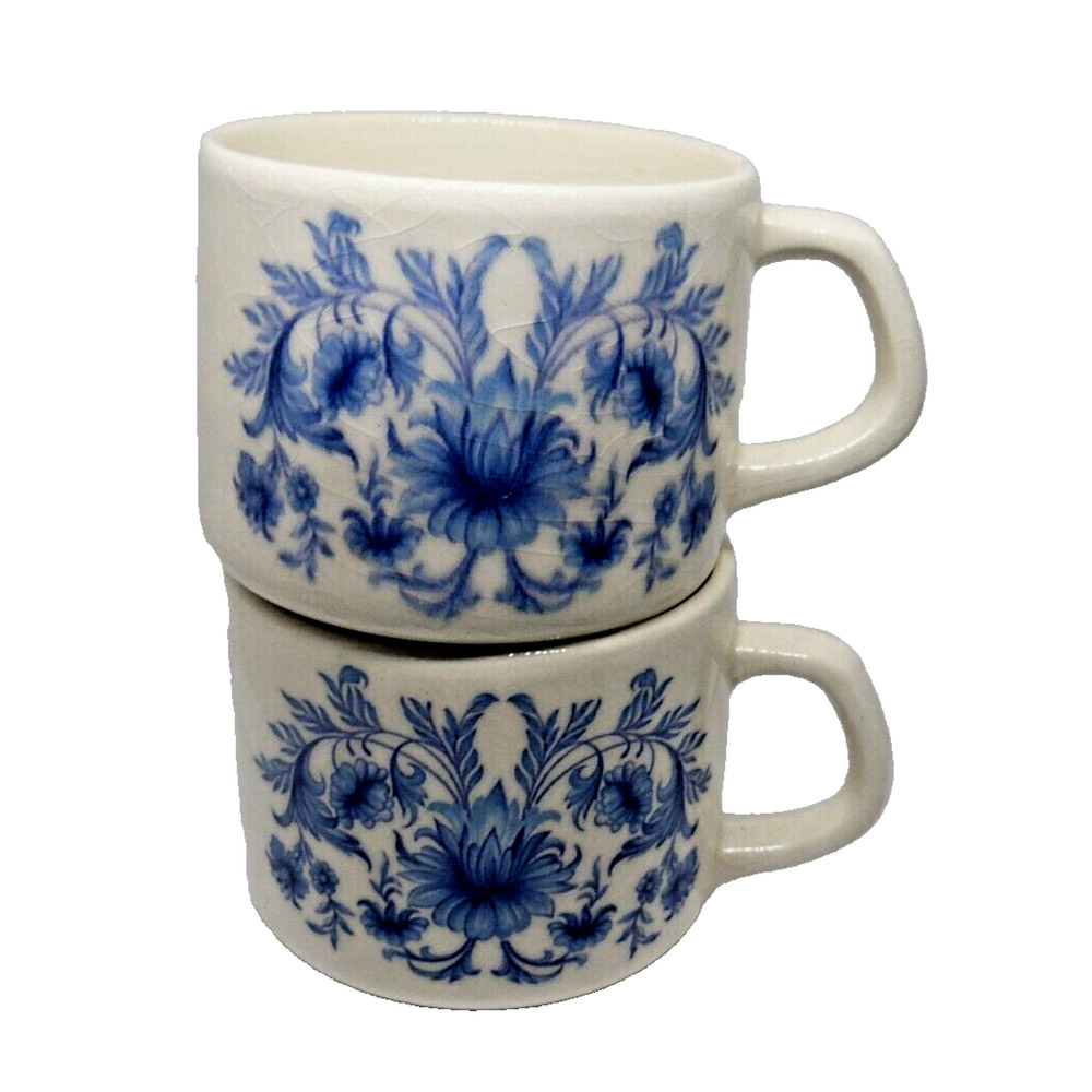 Sado Internacional Two Tea Cups Made in Portugal Blue and White EUC Vintage - Picture 7 of 8